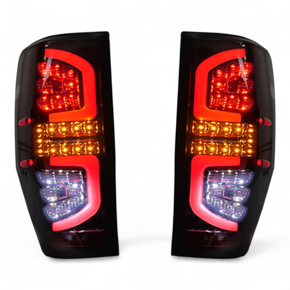 LED Tail Light Pair (Smoked) – To Fit Ford Ranger 2011–2021 – Complete with Bulbs - Partzo