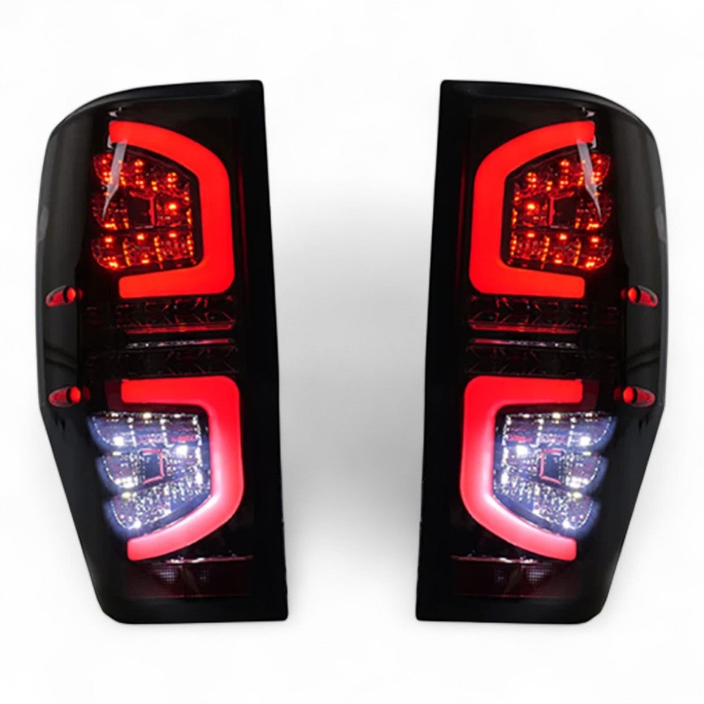 LED Tail Light Pair (Smoked) – To Fit Ford Ranger 2011–2021 – Complete with Bulbs - Partzo