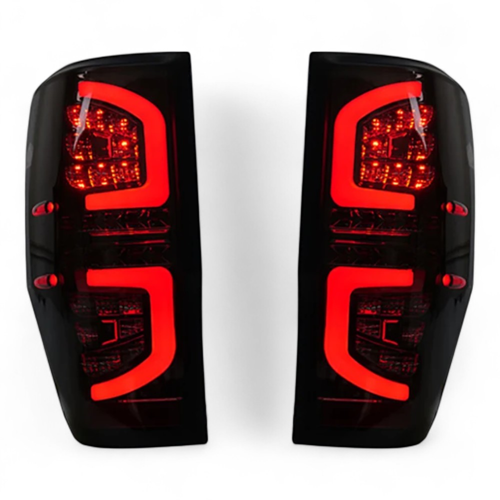 LED Tail Light Pair (Smoked) – To Fit Ford Ranger 2011–2021 – Complete with Bulbs - Partzo