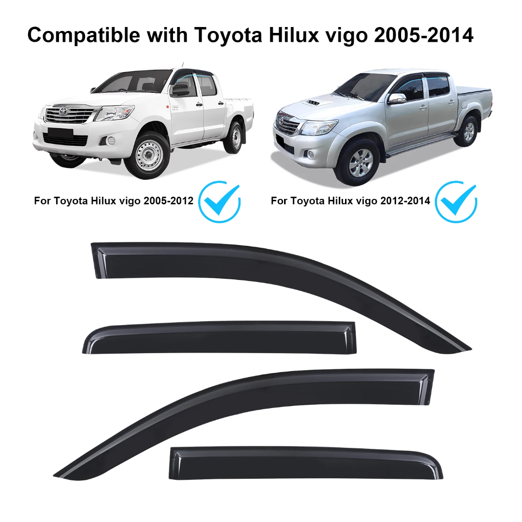 To Fit Toyota Hilux 2005–2015 Window Visors / Monsoon / Weather Shield