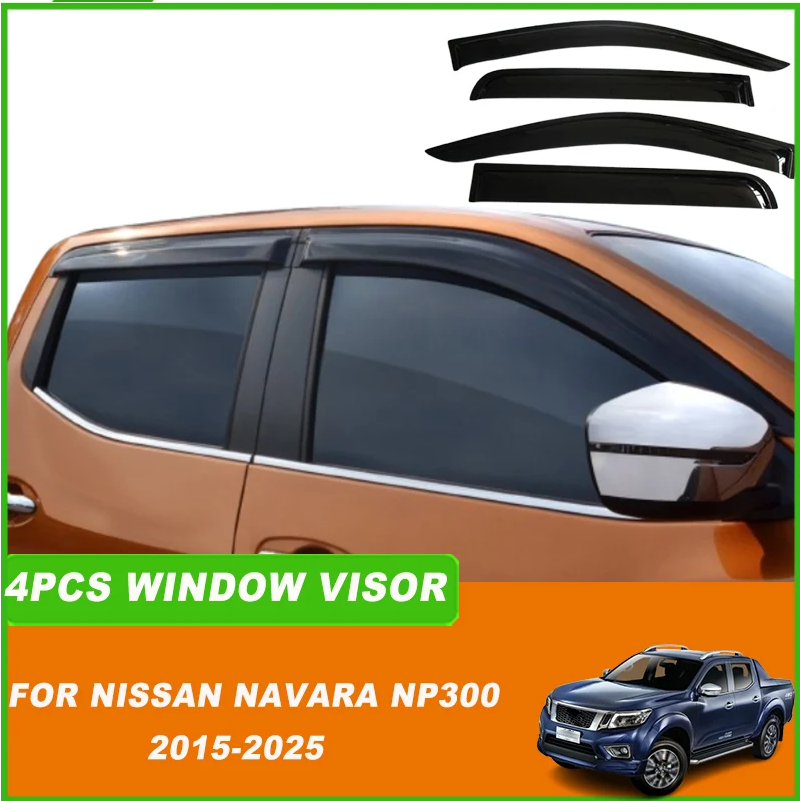 To Fit Nissan Navara NP300 2015–2025 Window Visors / Monsoon / Weather Shield