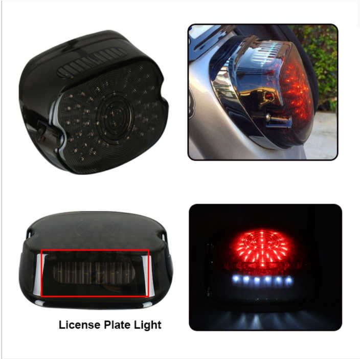 For Harley Davidson LED Tail Light – Brake, Running & License Plate – Red Lens – To Fit Sportster, Dyna, Softail, Road Glide, Road King – 1999–2016