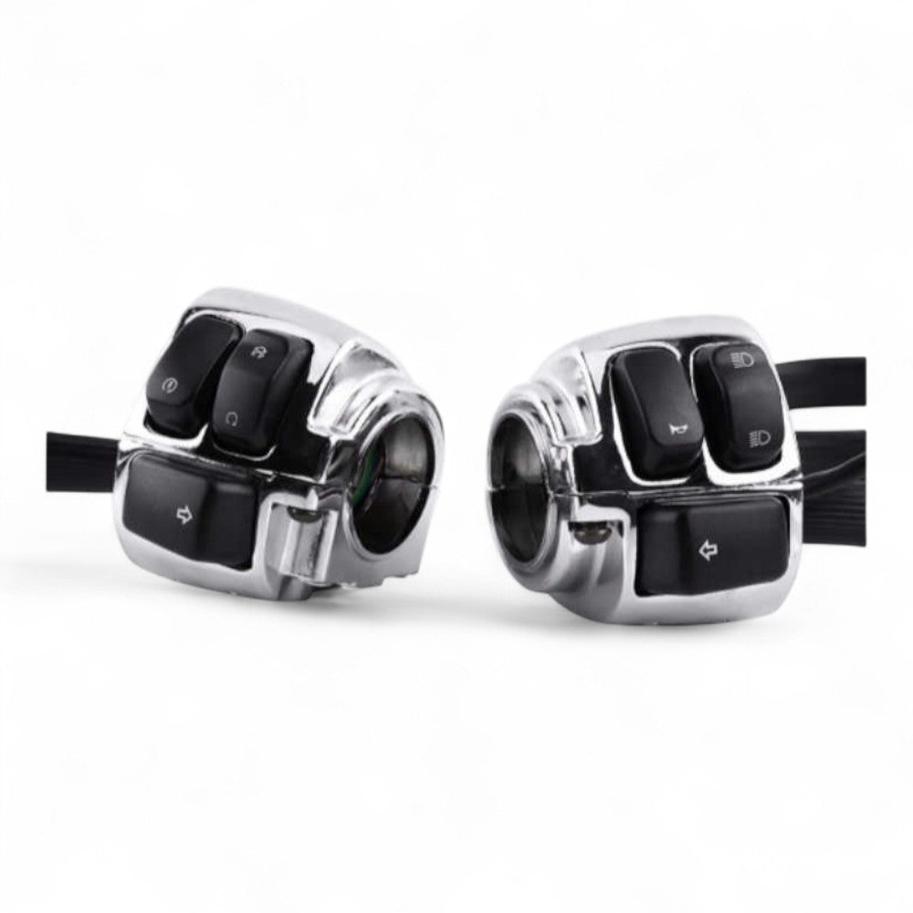 For Harley Switch Blocks – Chrome – To Fit 1" (25mm) Handlebars – For Bobber, Chopper, Softail, Dyna, Sportster, V-ROD