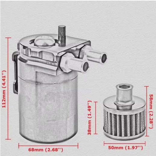 Universal Aluminum Alloy Oil Catch Can with Breather Filter