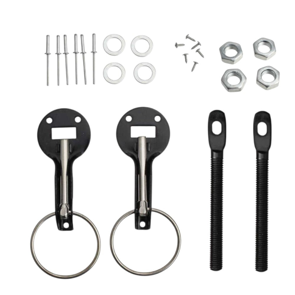 Bonnet Hood Pins Kit – Alloy Steel – Black / Red / Blue / Silver – Universal Fit