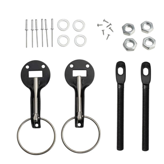Bonnet Hood Pins Kit – Alloy Steel – Black / Red / Blue / Silver – Universal Fit