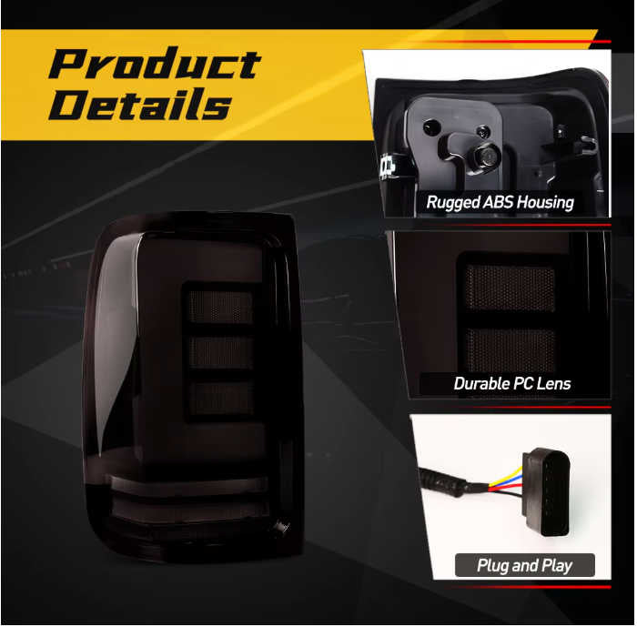 To Fit Pair Volkswagen Amarok LED Tail Light Set (Smoked) 2008–2022 – Complete LED Setup - Partzo