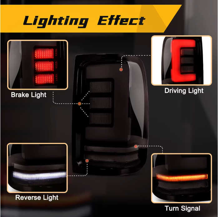 To Fit Pair Volkswagen Amarok LED Tail Light Set (Smoked) 2008–2022 – Complete LED Setup - Partzo