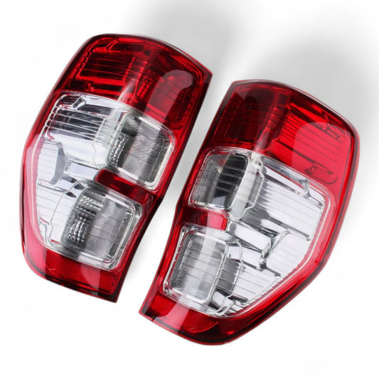 Tail light pair for Ford Ranger 2012–2022, red lens with chrome inner panel (LH + RH set) 1