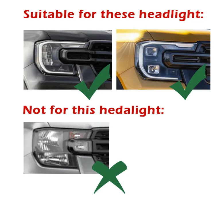 To Fit Ford Ranger Head Light Covers 2022+ 3