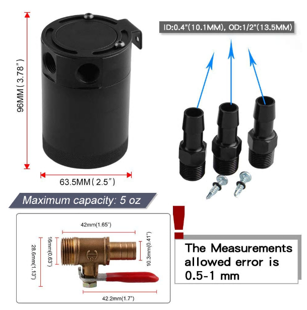 Universal 3-Port Aluminum Alloy Oil Catch Can Tank 4