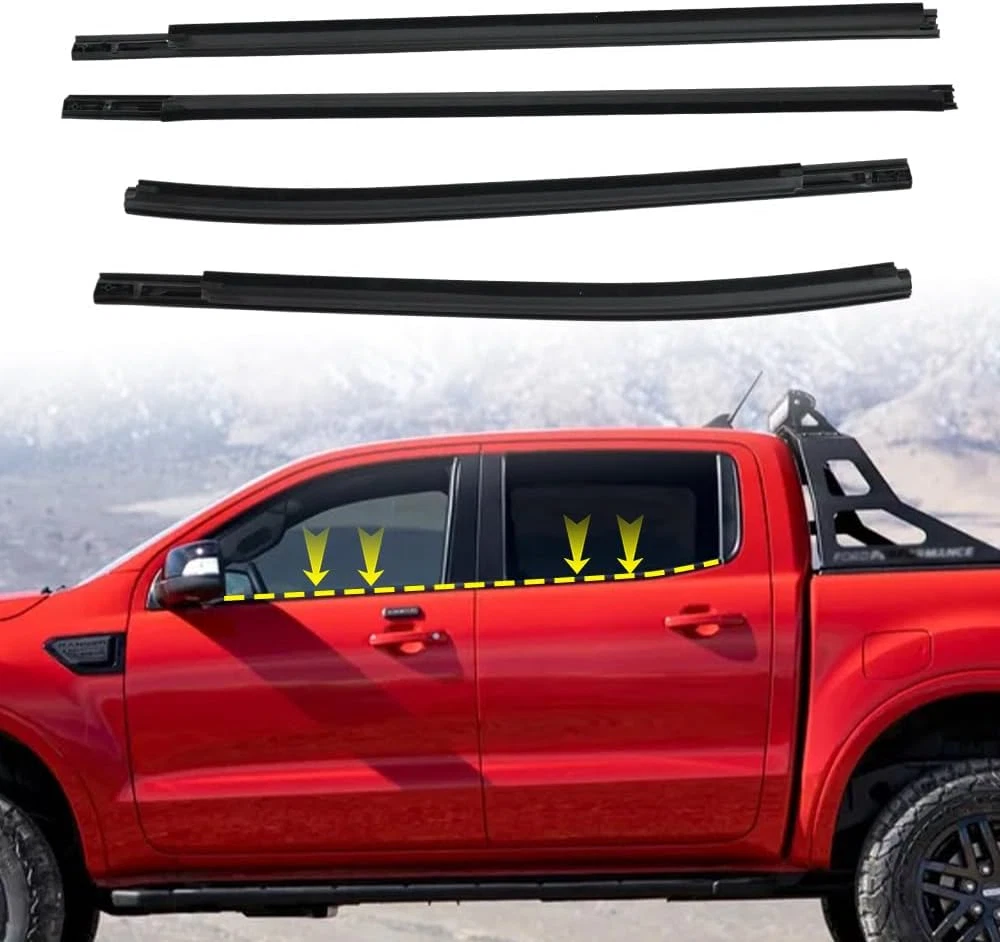 Window Belt Moulding Weatherstrip Set for Ford Ranger T6 PX 2011-2021 Double Cab